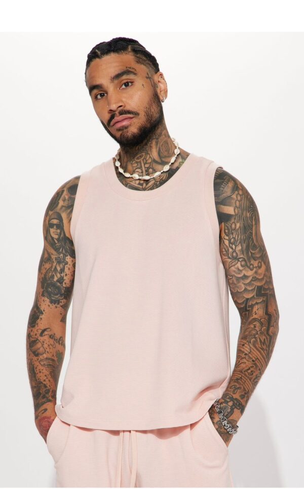 Men's Textured Pink Tank Top