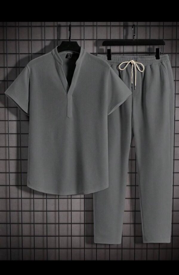 Men's Elegant V-Neck Matching Set - Image 2