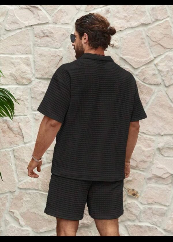Men's Waffle Quarter Zip Textured Matching Set - Image 3
