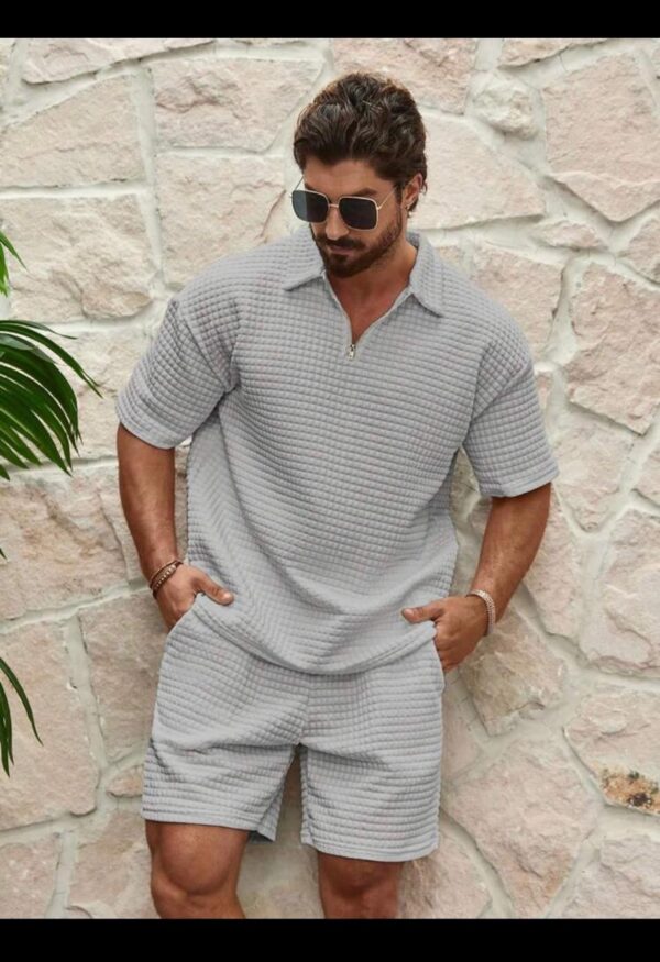 Men's Waffle Quarter Zip Textured Matching Set - Image 5